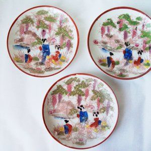 3 Antique saucers. Japan (#EV341)